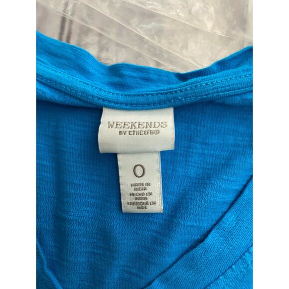 Weekends Chicos 0 Dolman Tee Shirt Womens S Pouch Pocket V Neck Short Sleeves - Picture 6 of 12